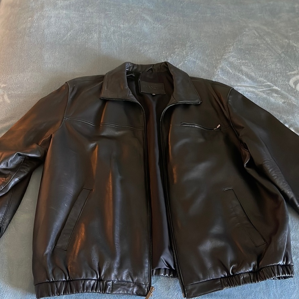 Brandini le collezioni mens XL black leather jacket